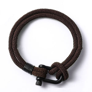 Mens Fashion Personality Horseshoe Buckle Woven Bracelet