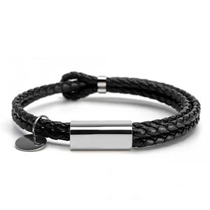 Leather Double Rope Braided Leather Lovers Bracelet