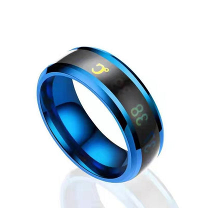 Stainless Steel Hand Jewelry Temperature Sensing Ring European And American Creative Titanium Steel Temperature Sensing Intelligent