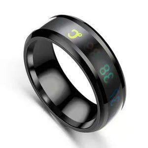 Stainless Steel Hand Jewelry Temperature Sensing Ring European And American Creative Titanium Steel Temperature Sensing Intelligent