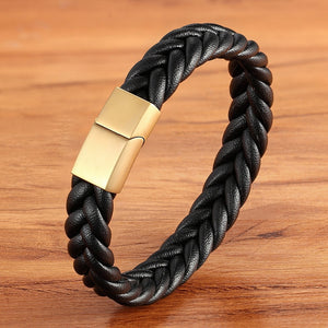 Leather braided bracelet