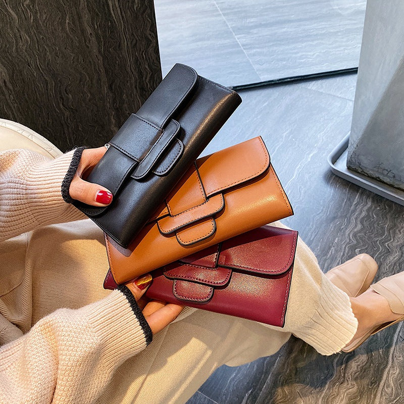 Long Wallet Female Personality Leather Clutch