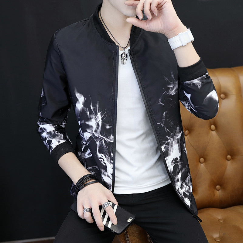 Cultivate One's Morality Collar Printed Coat Jackets Men