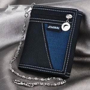 Men's Contrasting Color Casual Canvas 3 Fold Short Wallet