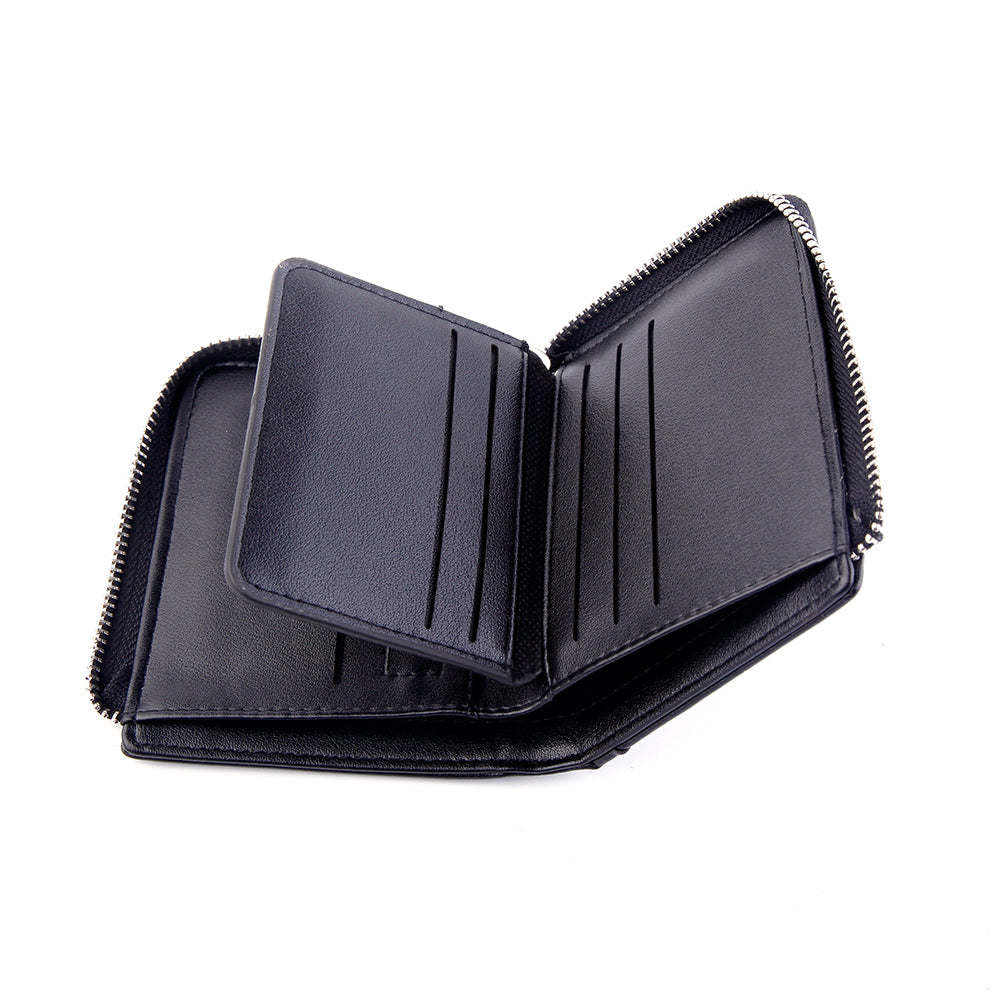 Men's Short Wallet Zipper Soft Leather