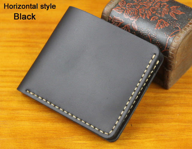 Handmade Vintage Crazy horse Genuine Leather Wallet Men Wallet Leather engrave Short Wallet Men Purse Male Money Clips Money bag