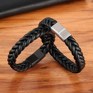 Leather braided bracelet