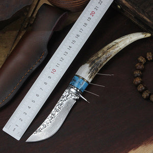 Outdoor Damascus Forged Hunting Knife With Non-slip Handle