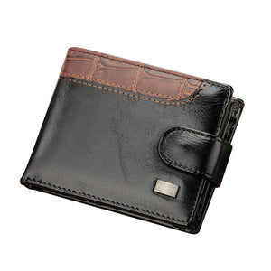 Casual men's wallet short paragraph leather buckle buckle US dollar package cross section wallet