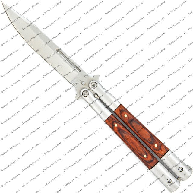 PERSONALIZED CUSTOM HANDMADE PERSONALIZED CUSTOM HANDMADE HEAVY DUTY FOLDING BUTTERFLY KNIVES STAINLESS STEEL WITH LEATHER SHEATH, BUTTERFLY