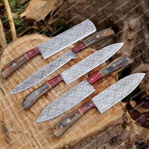 Personalized Custom 5 Pieces Handmade J2 Steel Chef Set - 5 Piece Kitchen Knives Set