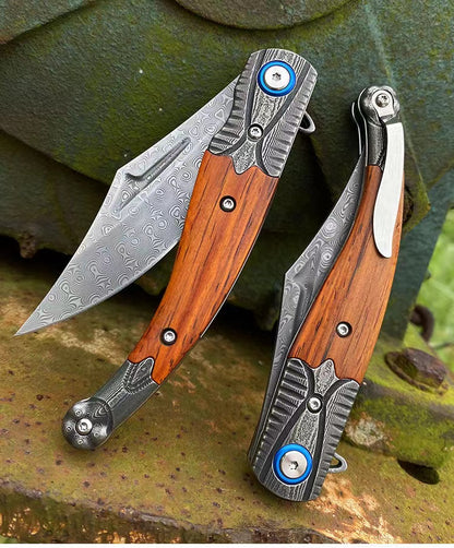 Small Folding Knife Damascus Steel Folding Outdoor Hunting Tactical Camping Survival Multifunction Tool