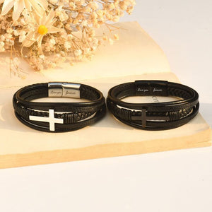 Mens Stainless Steel Cross Fashion Bracelet