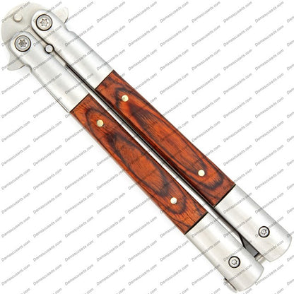 PERSONALIZED CUSTOM HANDMADE PERSONALIZED CUSTOM HANDMADE HEAVY DUTY FOLDING BUTTERFLY KNIVES STAINLESS STEEL WITH LEATHER SHEATH, BUTTERFLY