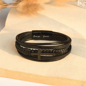 Mens Stainless Steel Cross Fashion Bracelet