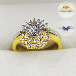 Sun And Moon Rings Couple Rhinestones Ring For Love Valentine's Day Jewelry