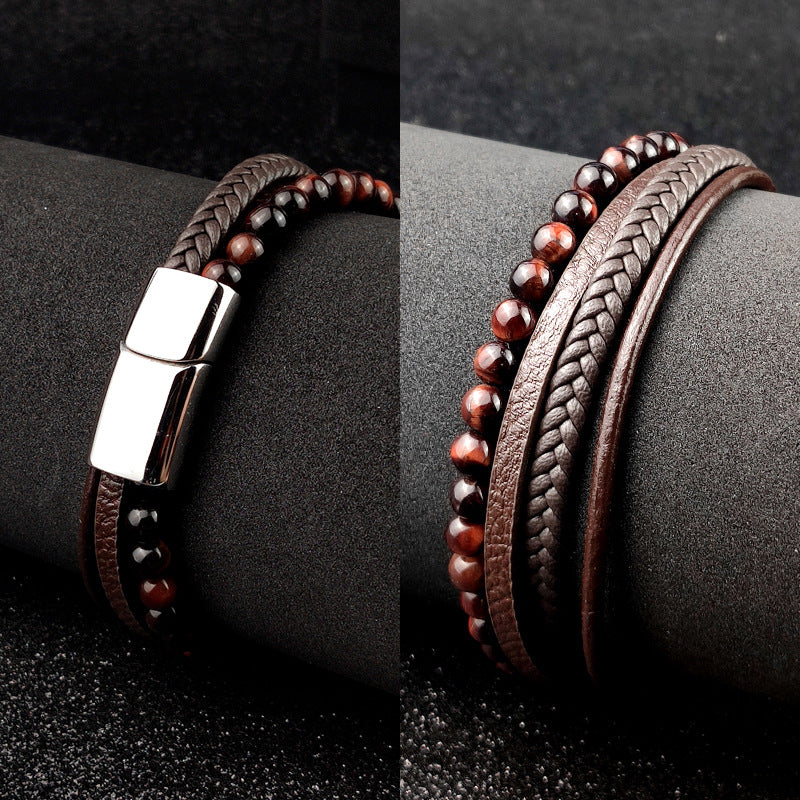 Leather braided bracelet