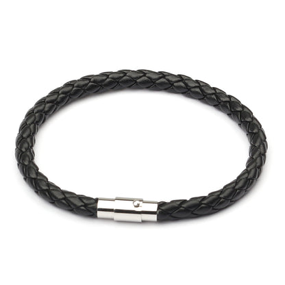 Magnetic Mens 6 Leather Cord Braided Bracelet