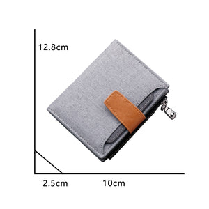 Men's Button Short Wallet Oxford Cloth Large Capacity Canvas Wallet