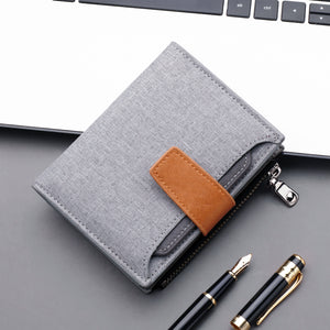 Men's Button Short Wallet Oxford Cloth Large Capacity Canvas Wallet