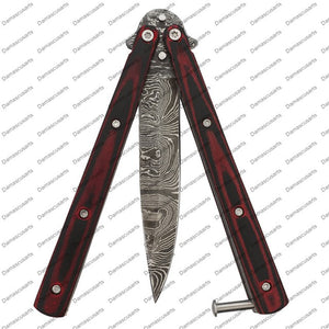 440 Stainless Steel Red & Black Filipino Balisongs Butterfly World Class Knives with Leather Sheath