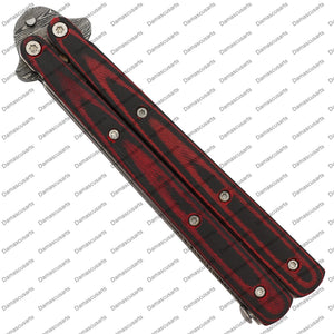 440 Stainless Steel Red & Black Filipino Balisongs Butterfly World Class Knives with Leather Sheath