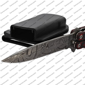 440 Stainless Steel Red & Black Filipino Balisongs Butterfly World Class Knives with Leather Sheath