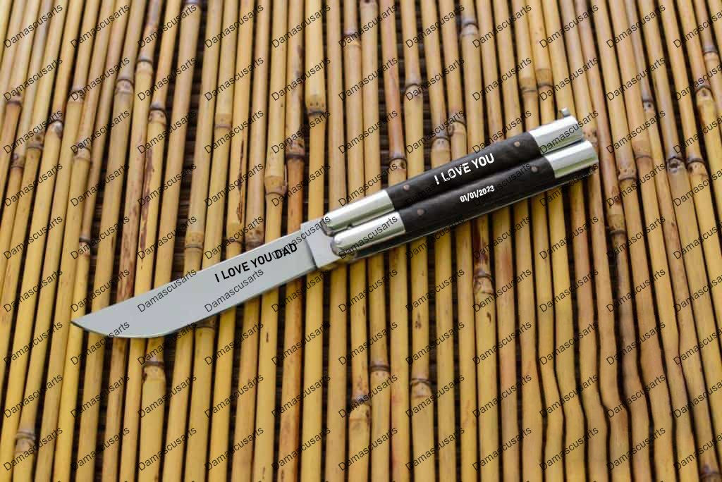 Personalized Custom Handmade D2 Tool Steel Original Filipino Balisong Butterfly Knife Aluminum with Narra Wood with Leather Sheath