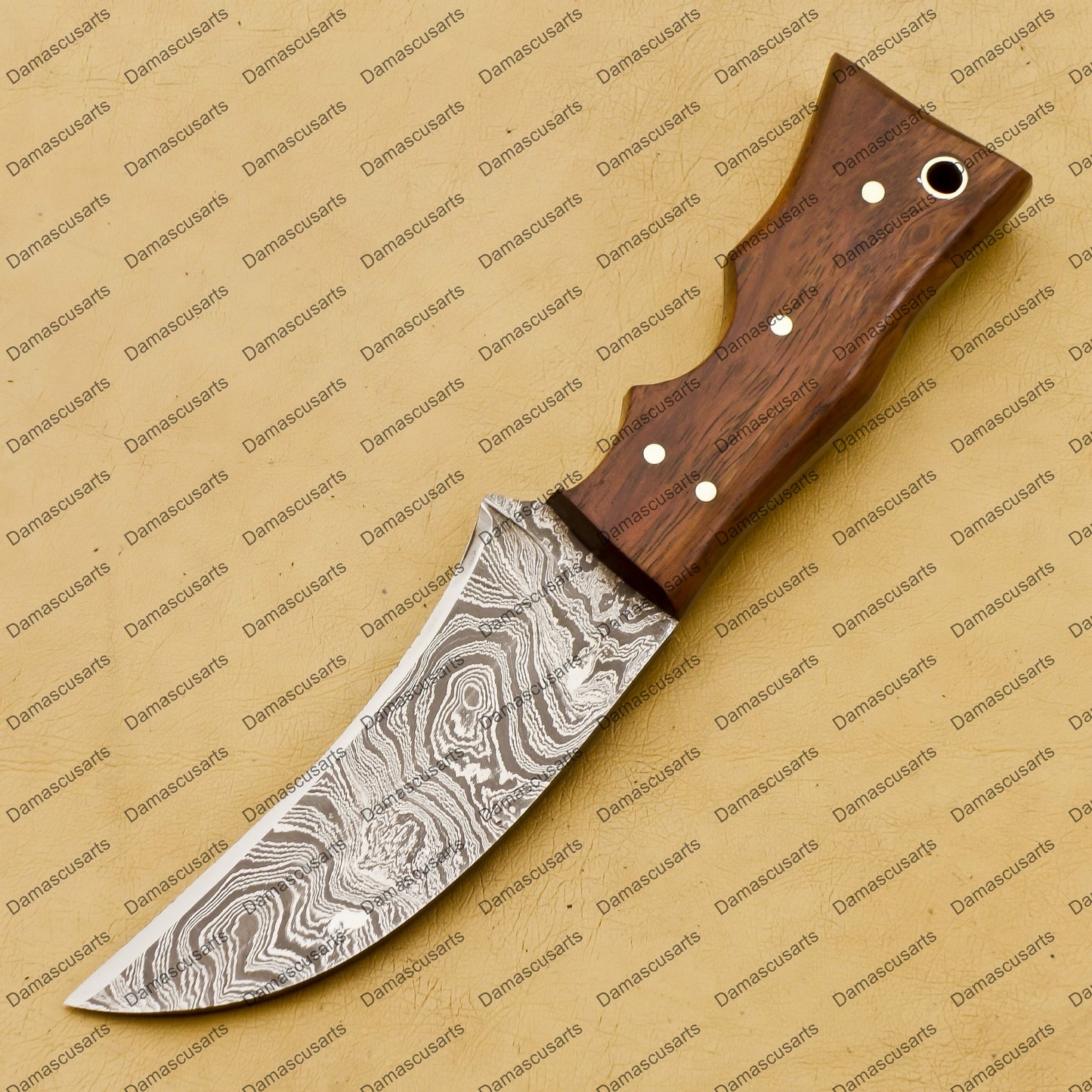 Customize Custom Hand Made Forged Hunter Knife Damascus Steel Bowie Knife Handle Dia Bone with Leather Sheath Free Key Chain Gift