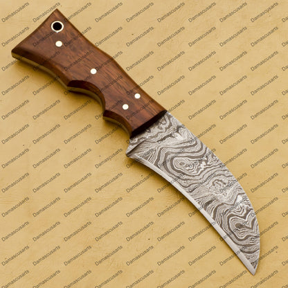 Customize Custom Hand Made Forged Hunter Knife Damascus Steel Bowie Knife Handle Dia Bone with Leather Sheath Free Key Chain Gift