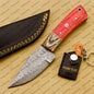 Customize Custom Hand Made Forged Hunter Knife Damascus Steel Bowie Knife Handle Dia Bone with Leather Sheath Free Key Chain Gift