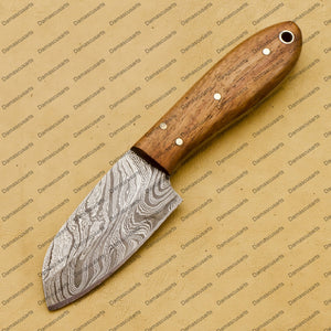 Customize Custom Hand Made Forged Hunter Knife Damascus Steel Bowie Knife Handle Tali Wood with Leather Sheath Free Key Chain Gift