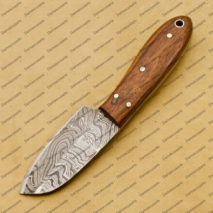 Customize Custom Hand Made Forged Hunter Knife Damascus Steel Bowie Knife Handle Tali Wood with Leather Sheath Free Key Chain Gift