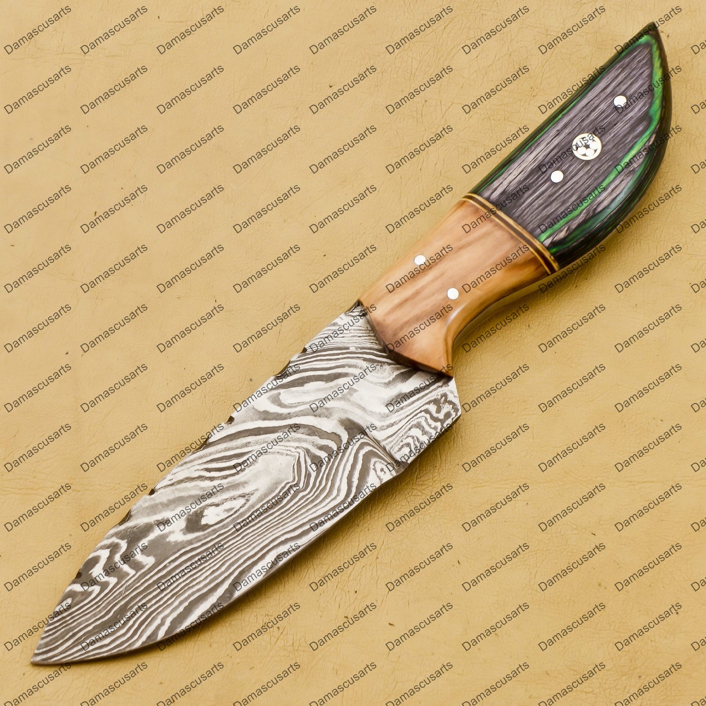 Customize Custom Hand Made Forged Hunter Knife Damascus Steel Bowie Knife Handle Tali Wood with Leather Sheath Free Key Chain Gift