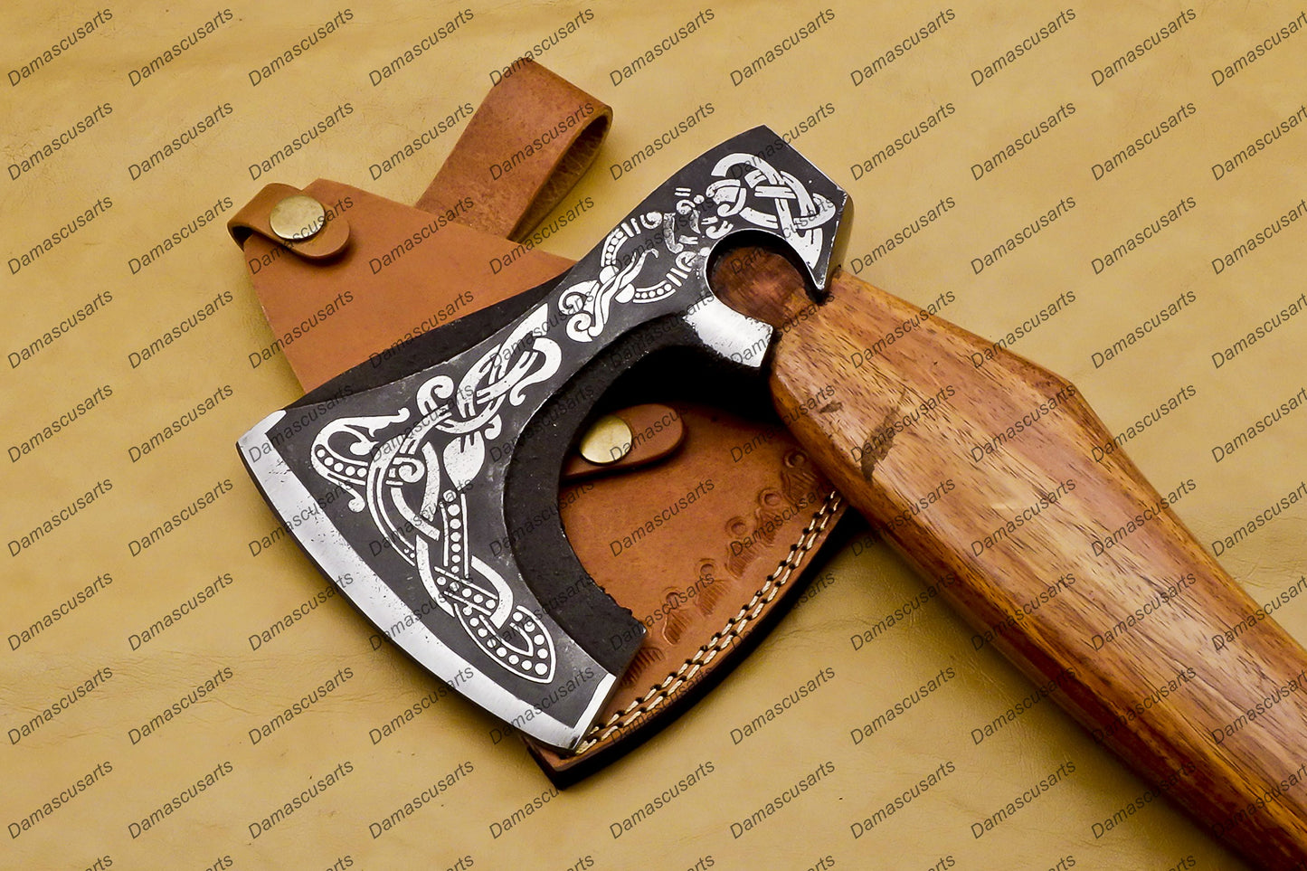 Hand Forged Carbon Steel Viking Axe Hatchet with Leather Sheath Birthday Wedding Anniversary Easter Gift For Him