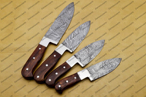 Damascus Chef Knife Set Best Gift Vintage Knife Forged Steel Knife Perfect Gift Handcrafted Kitchen Assortment Handle made with Koa Wood