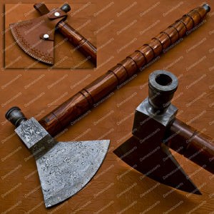 Custom Handmade Damascus steel axe, Viking Axe, Camping axe, Throwing axe, Axe with leather sheath, Birthday gift & Groomsmen gift for him