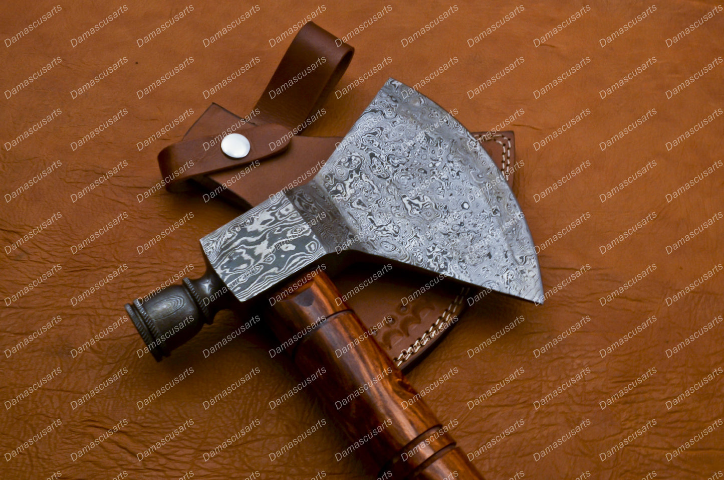 Custom Handmade Damascus steel axe, Viking Axe, Camping axe, Throwing axe, Axe with leather sheath, Birthday gift & Groomsmen gift for him