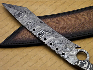 12" personalized Python High End Handmade Damascus Steel Mosaic Bowie Knife Hunting Knife 7 inches Blade with handle leather sheath