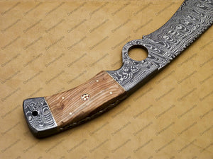 14" personalized Python High End Handmade Damascus Steel Mosaic Bowie Knife Hunting Knife 9 inches Blade with handle leather sheath