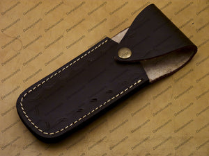 Handmade Damascus Folding Pocket Custom hand made Blade Straight Razor very sharp with leather sheath