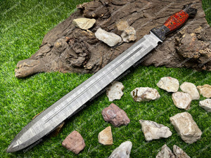 Sword ! Damascus Sword ! Custom Handmade Damascus Viking Sword ! Hunting Sword Outdoor Sword ! with Leather Sheath Unique Gift For Him