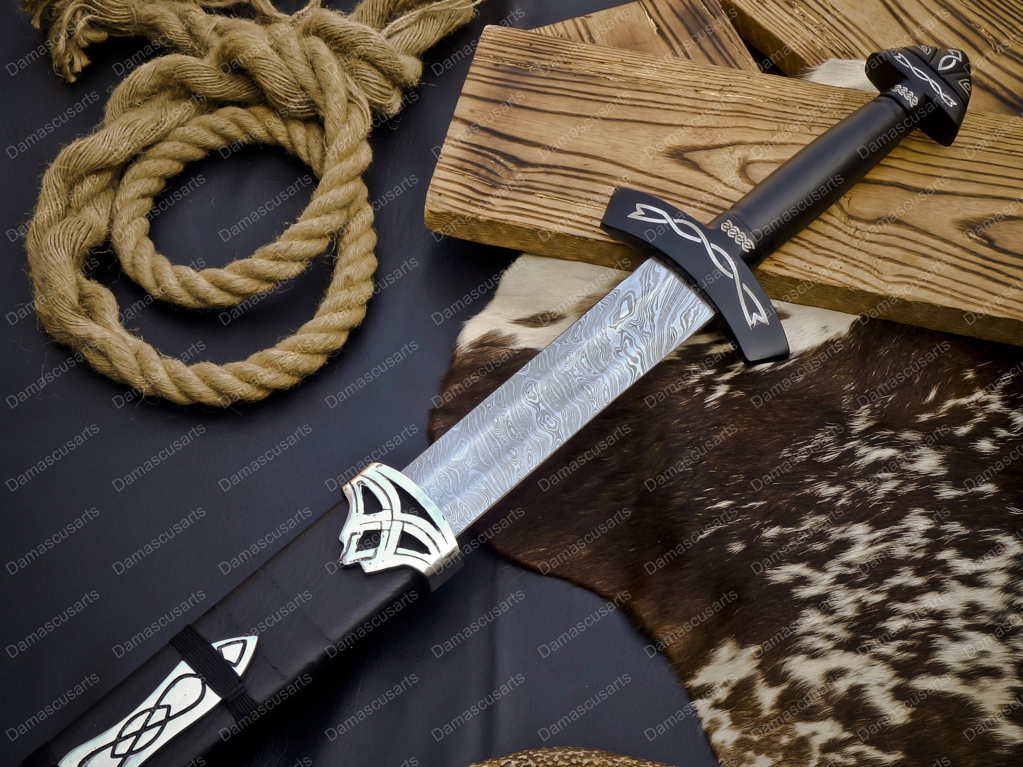 HAND FORGED DAMASCUS STEEL VIKING SWORD SHARP / BATTLE READY MEDIEVAL SWORD, NORTHMEN VIKING SWORD WITH SCABBARD | GIFT FOR HIM