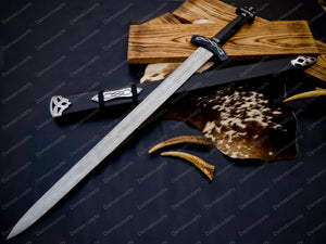 HAND FORGED DAMASCUS STEEL VIKING SWORD SHARP / BATTLE READY MEDIEVAL SWORD, NORTHMEN VIKING SWORD WITH SCABBARD | GIFT FOR HIM