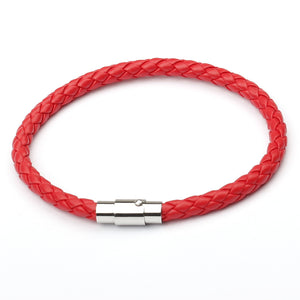 Magnetic Mens 6 Leather Cord Braided Bracelet