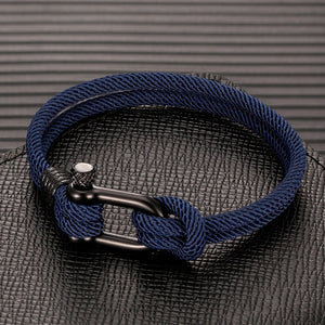 Mens Fashion Personality Horseshoe Buckle Woven Bracelet