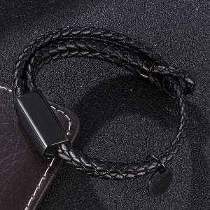 Leather Double Rope Braided Leather Lovers Bracelet