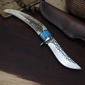 Outdoor Damascus Forged Hunting Knife With Non-slip Handle