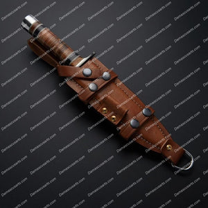 Personalized Custom Handmade Damascus Dagger with Beautiful Leather handle with leather sheath