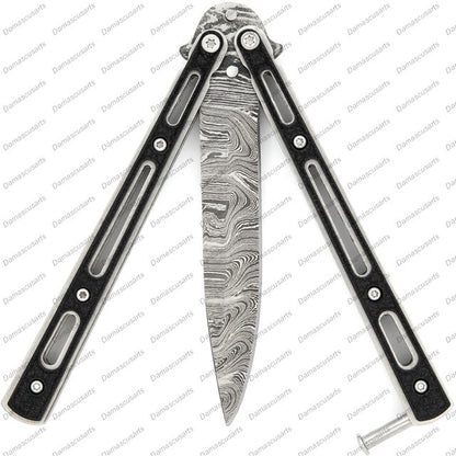 Personalized Custom Handmade Heavy Duty Balisongs Butterfly Stainless Steel with Leather Sheath